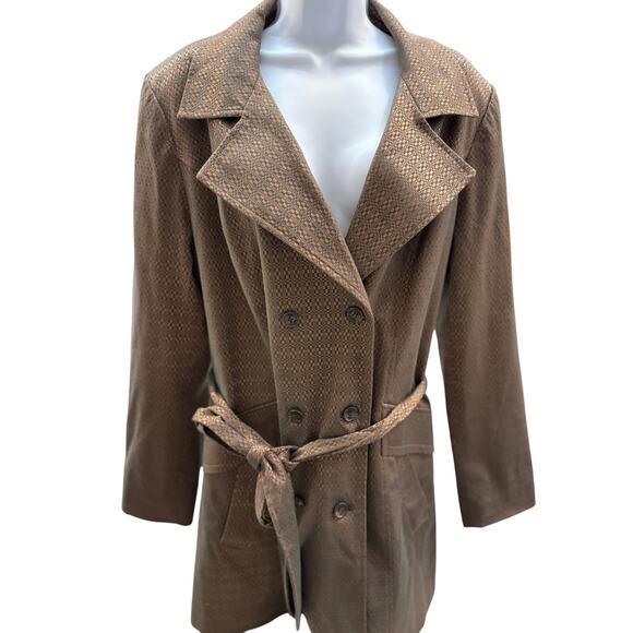 Ellen Tracy Jackets & Blazers - Ellen Tracy women XL double breast tweed mid length coat belted